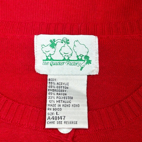 Quacker Factory Red Gold Long Sleeve Cardigan Sweater Size Large - Picture 7 of 9